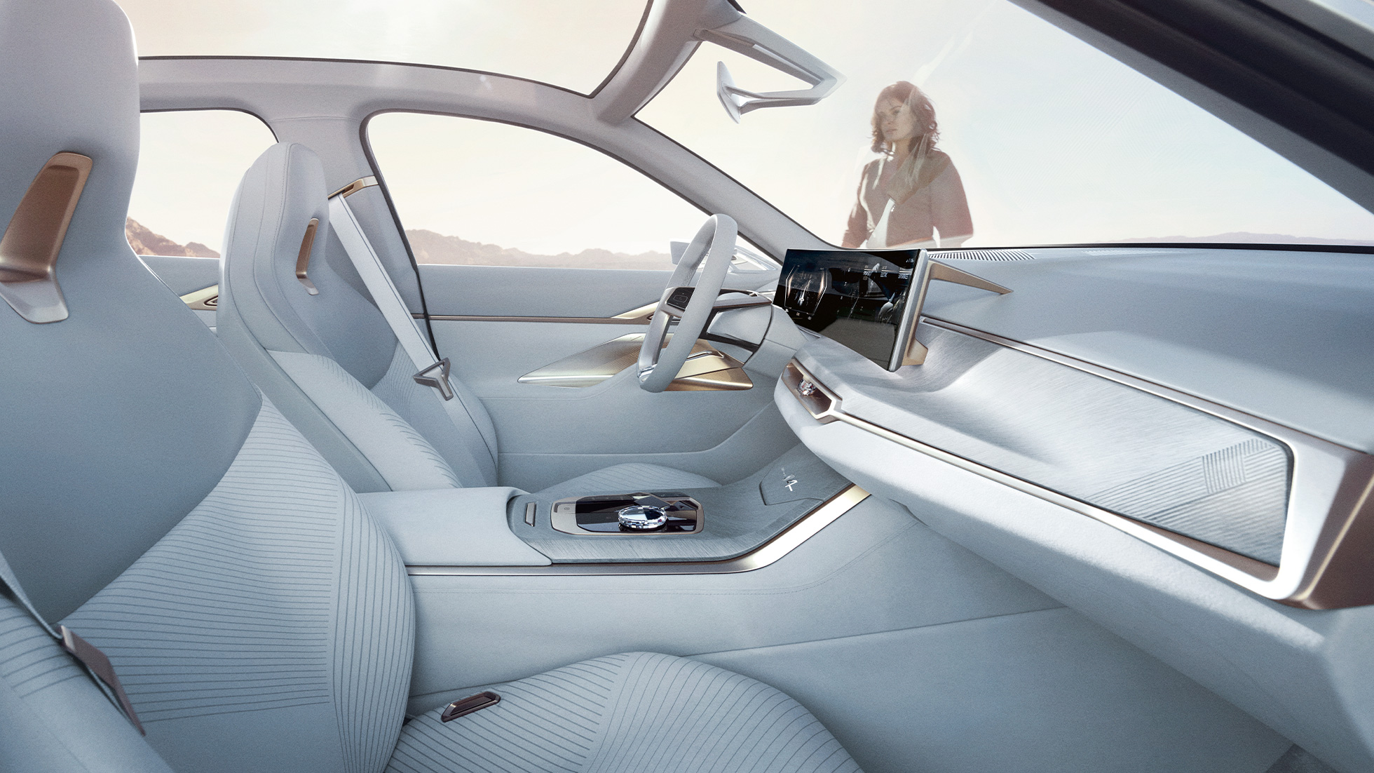 Habitacle de la BMW Concept i4 2020 G26 Habitacle de la BMW Concept i4 2020 G26 Voiture 100 % électrique BMW Gran Coupé